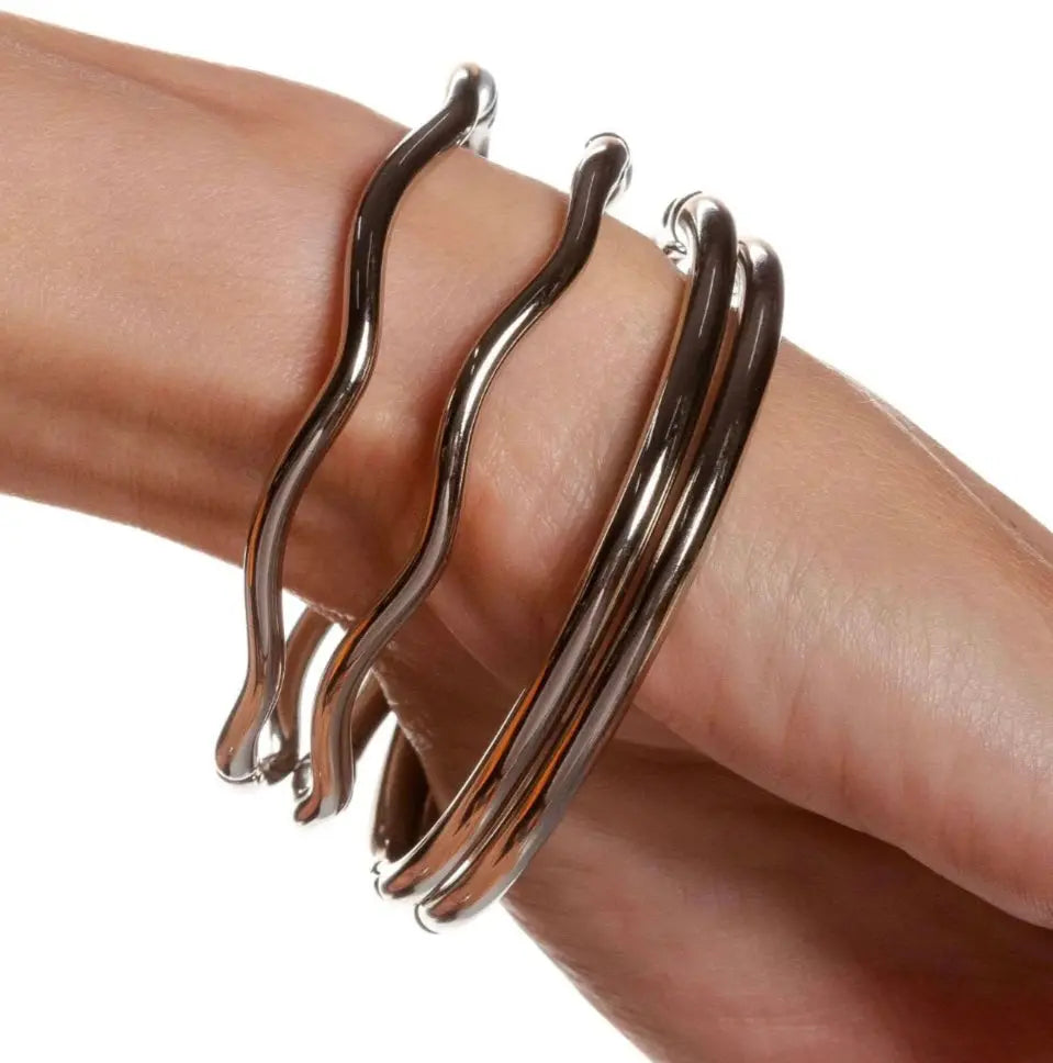 WAVY BRACELET | White Rhodium Plated By Ana Jewelry