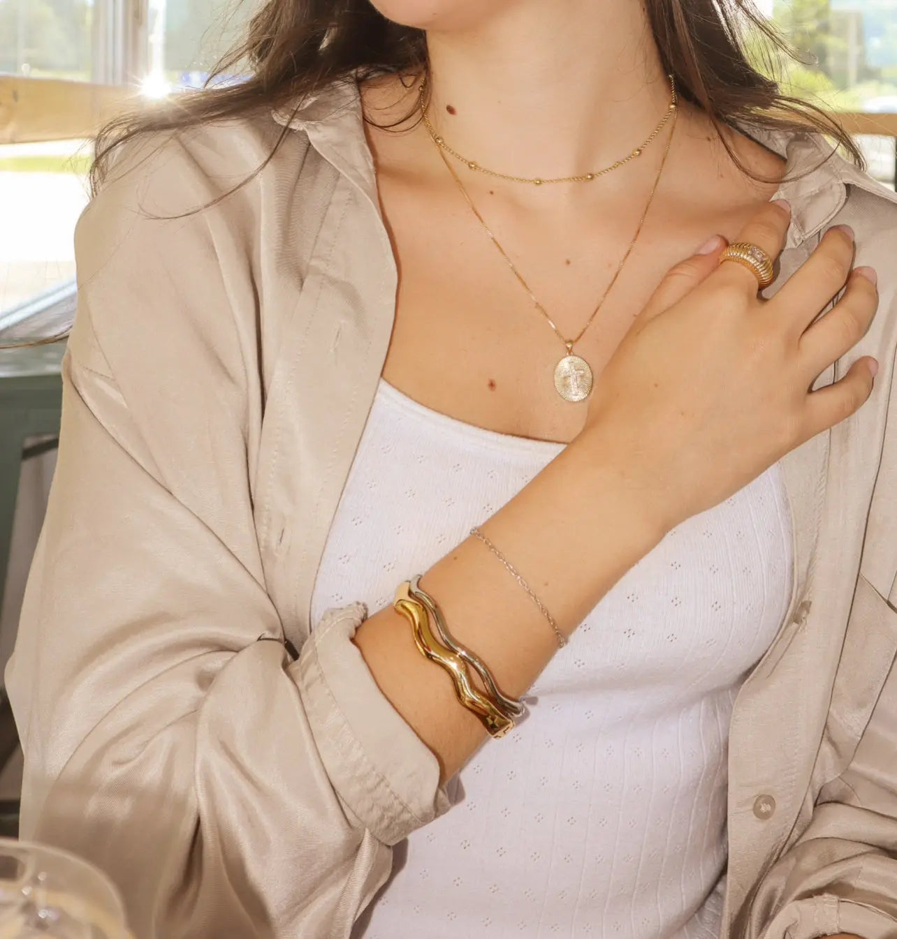 WAVY BRACELET | White Rhodium Plated By Ana Jewelry