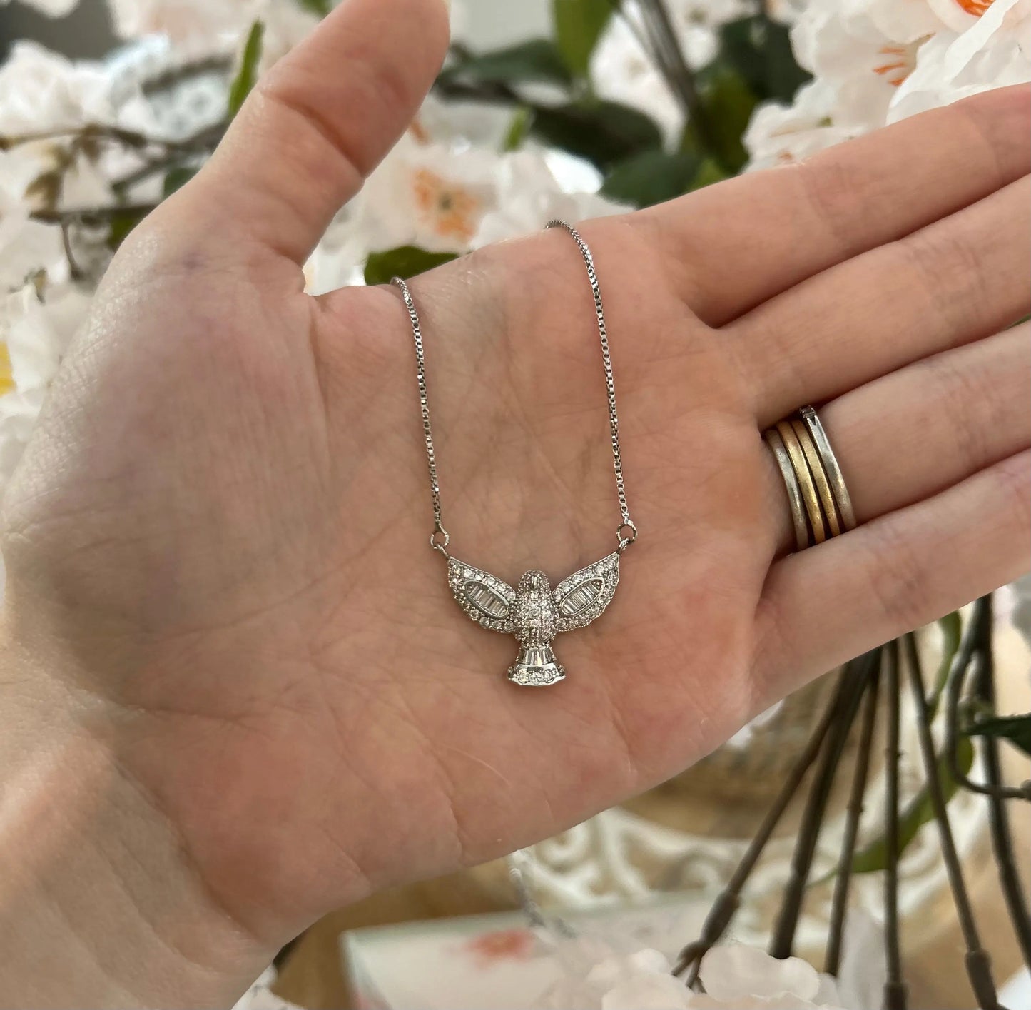 HOLY SPIRIT NECKLACE | White Rhodium Plated By Ana Jewelry